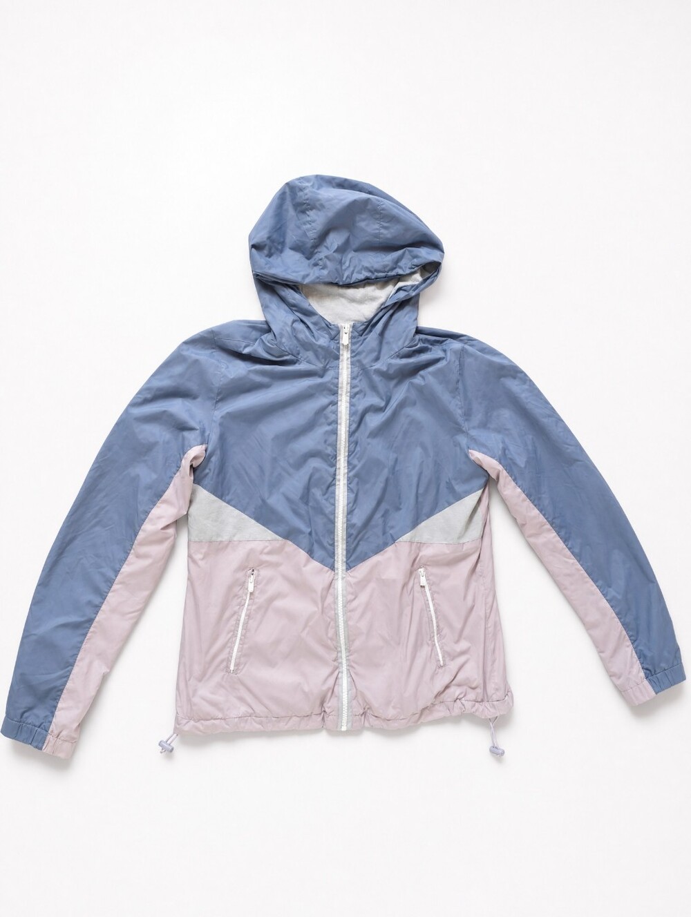 Garage Two-Tone Hooded Windbreaker in Blue and Pink